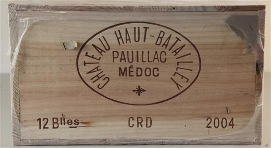 A case of twelve bottles of Chateau Haut Batailley, Pauillac, Medoc, 2004.